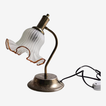 Lampe de chevet en verre tulipe des années 1970