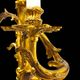 Pair of gilded bronze wall sconces in Rococo style, three lights.