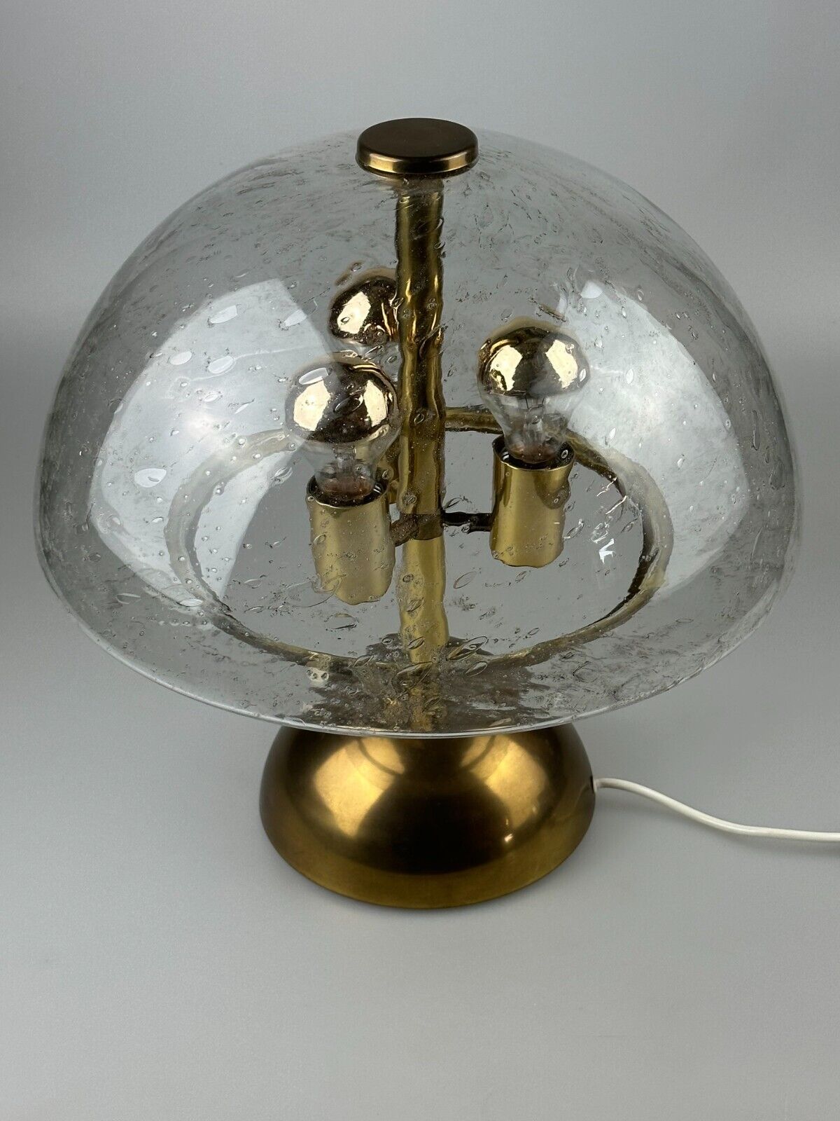60s 70s table lamp by Doria Leuchten Germany glass brass Space Age