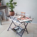 Side table, vintage suitcase carrier