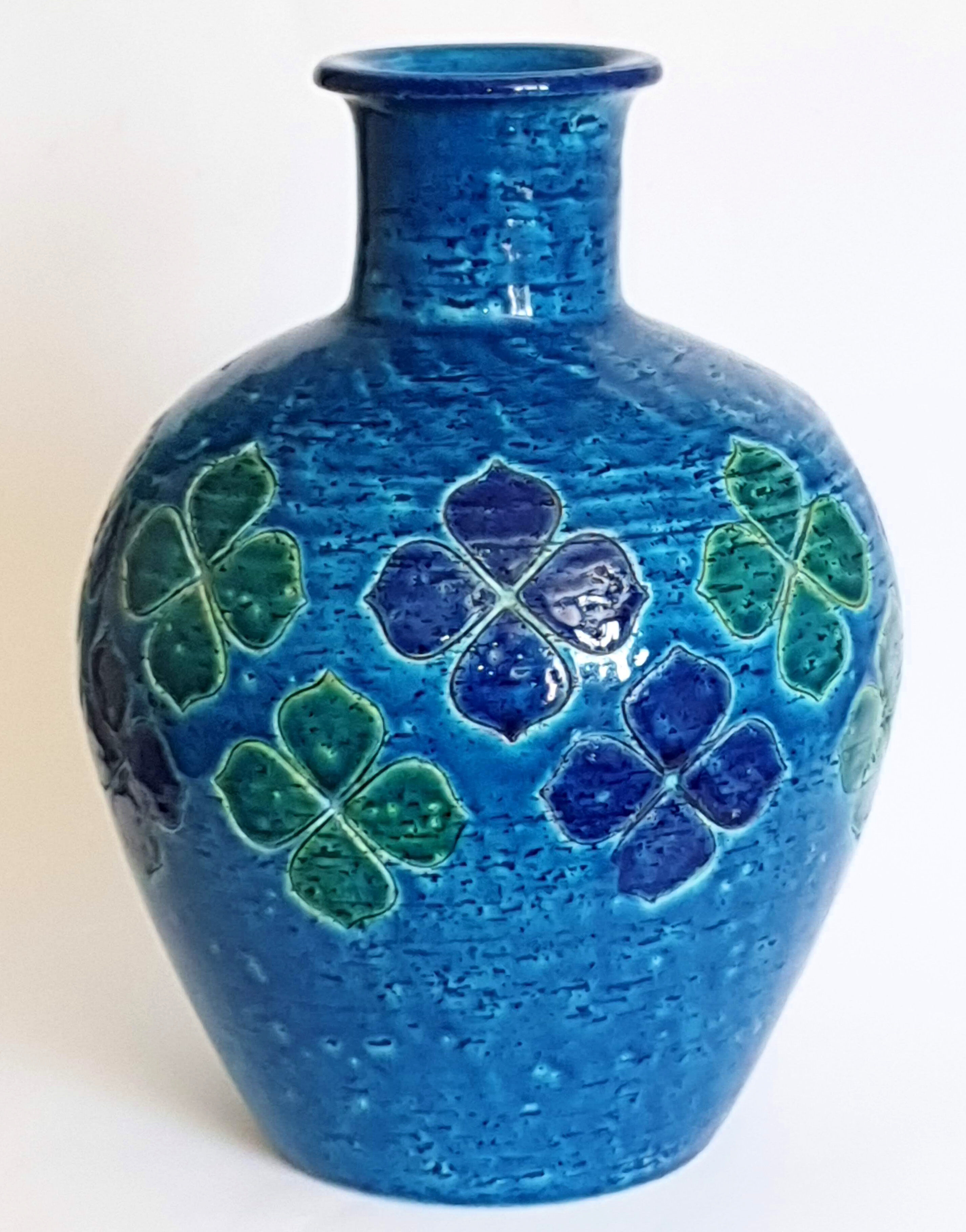 Blue vase 60s Aldo Londi Italy