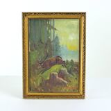 Set Of 2 Paintings, Paint On Paper, By M. Hrušovská, Czechoslovakia 1950s