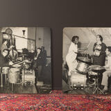 Jazz Band, 1940s b/w images on heavy wooden panels, 85 x 99 cm