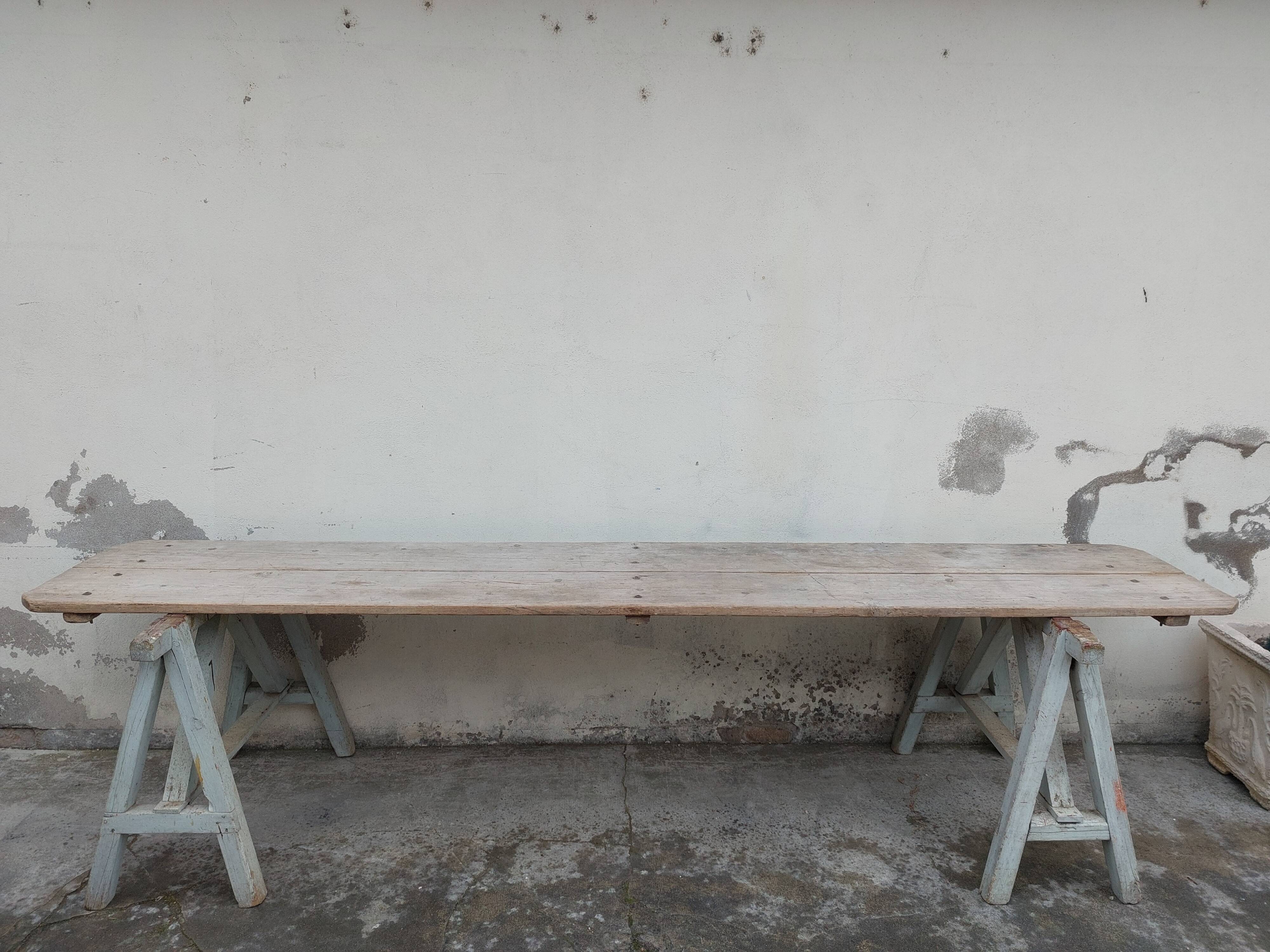 Workshop table in old wood 1950 -3m50