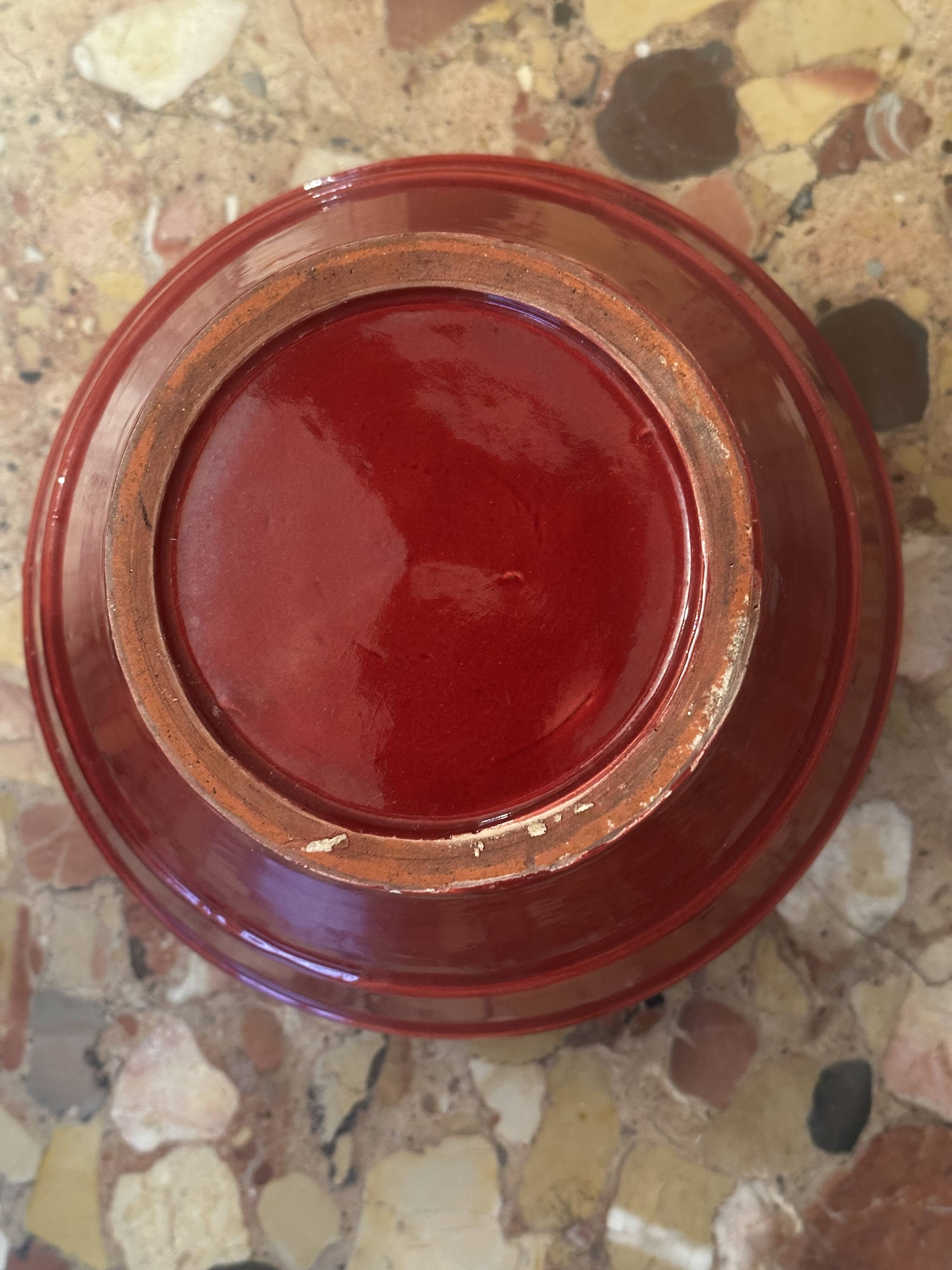 Burgundy glazed ceramic planter