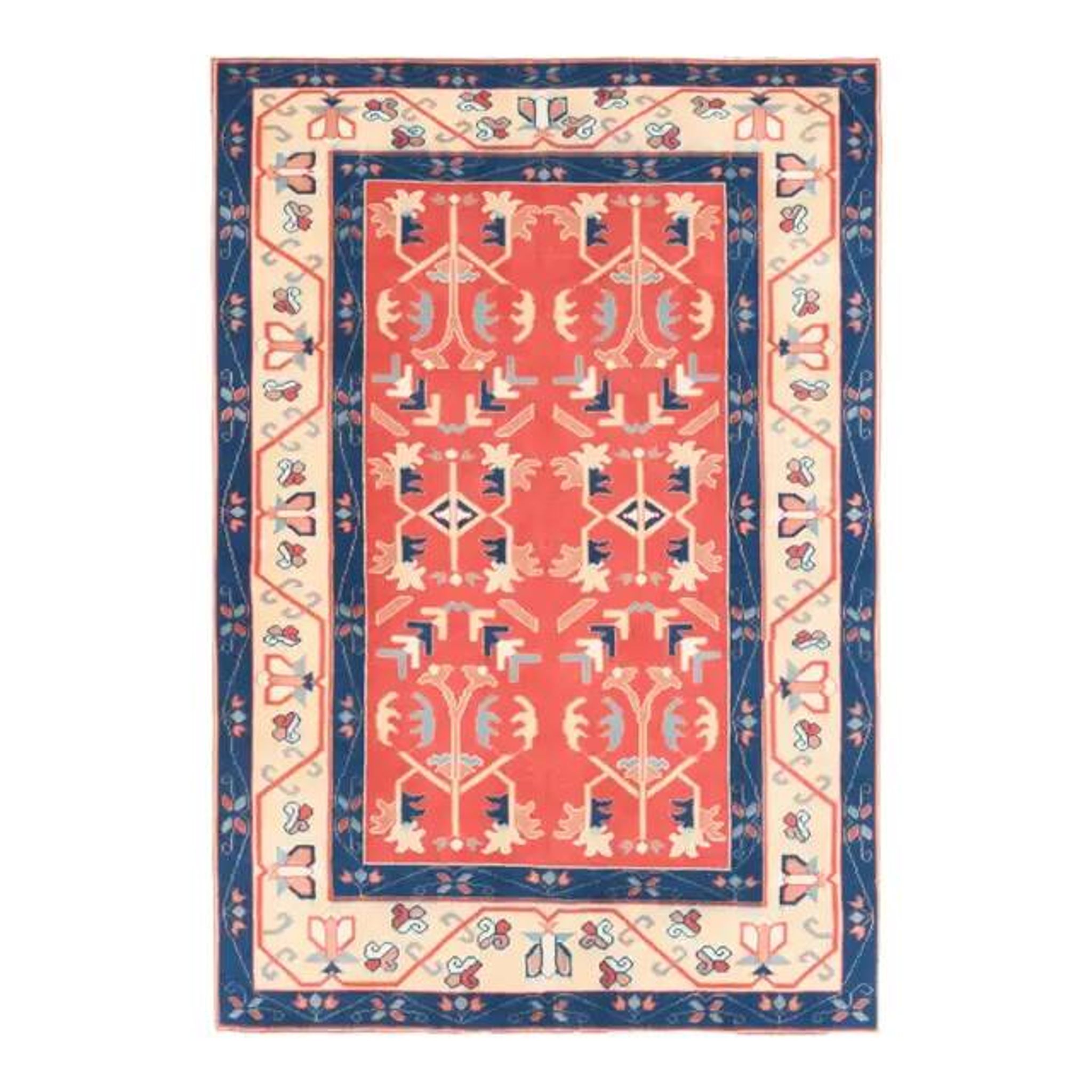 Vintage Turkish Oushak Handmade Wool Cotton Red Area Rug 130x190