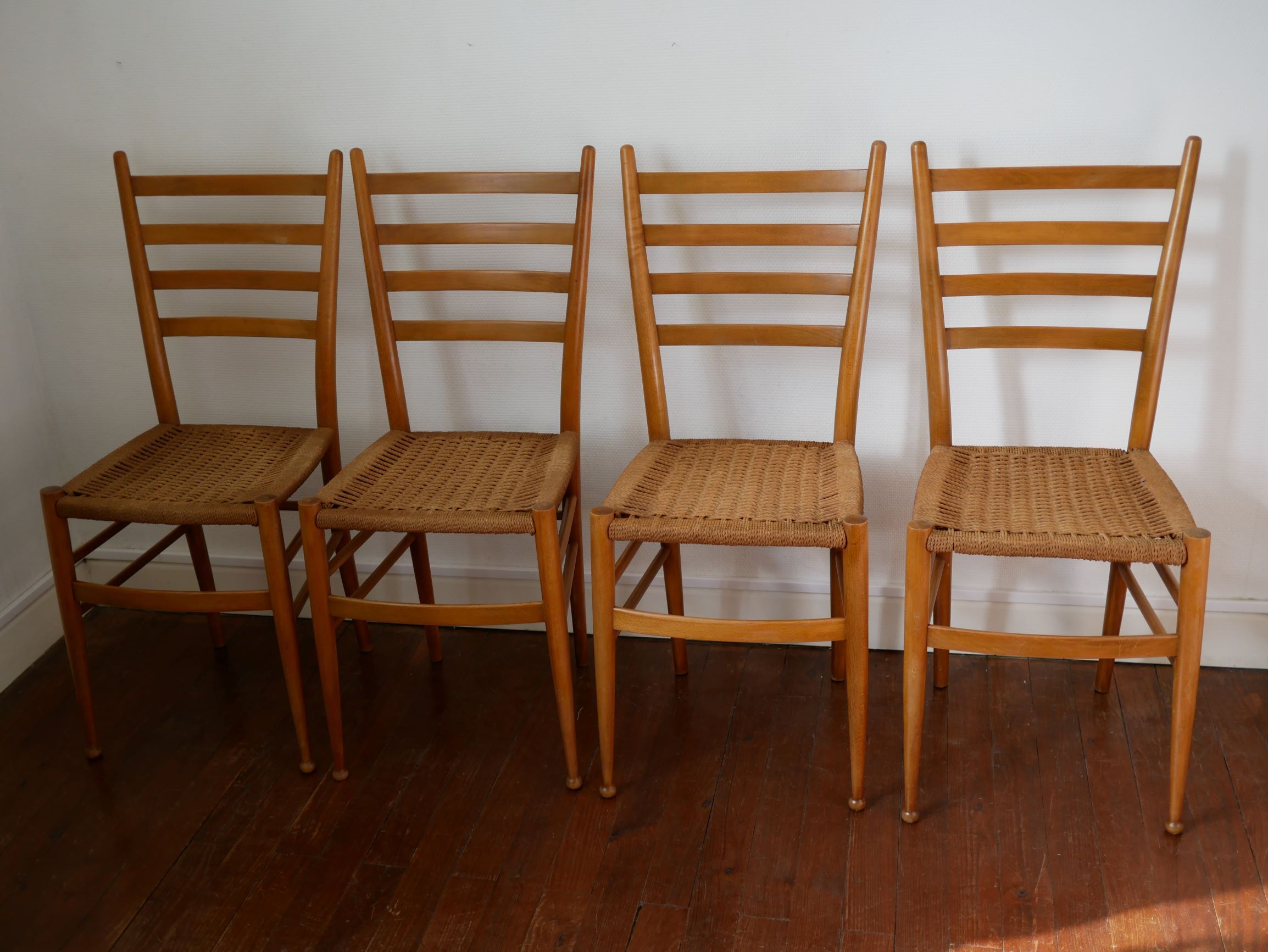 Chairs made of wood and rope