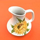 Ancien pichet céramique émaillée décor tournesol