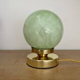 Vintage globe table lamp in clichy mint glass