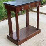 19th century empire console, solid wood and gray marble