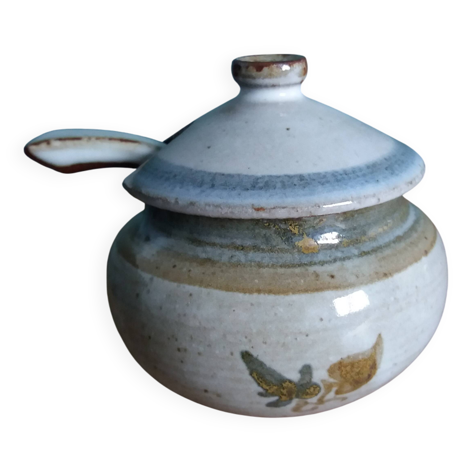 Small pot sugar and mustard bowl signed Atch, Chantal and Thierry Robert