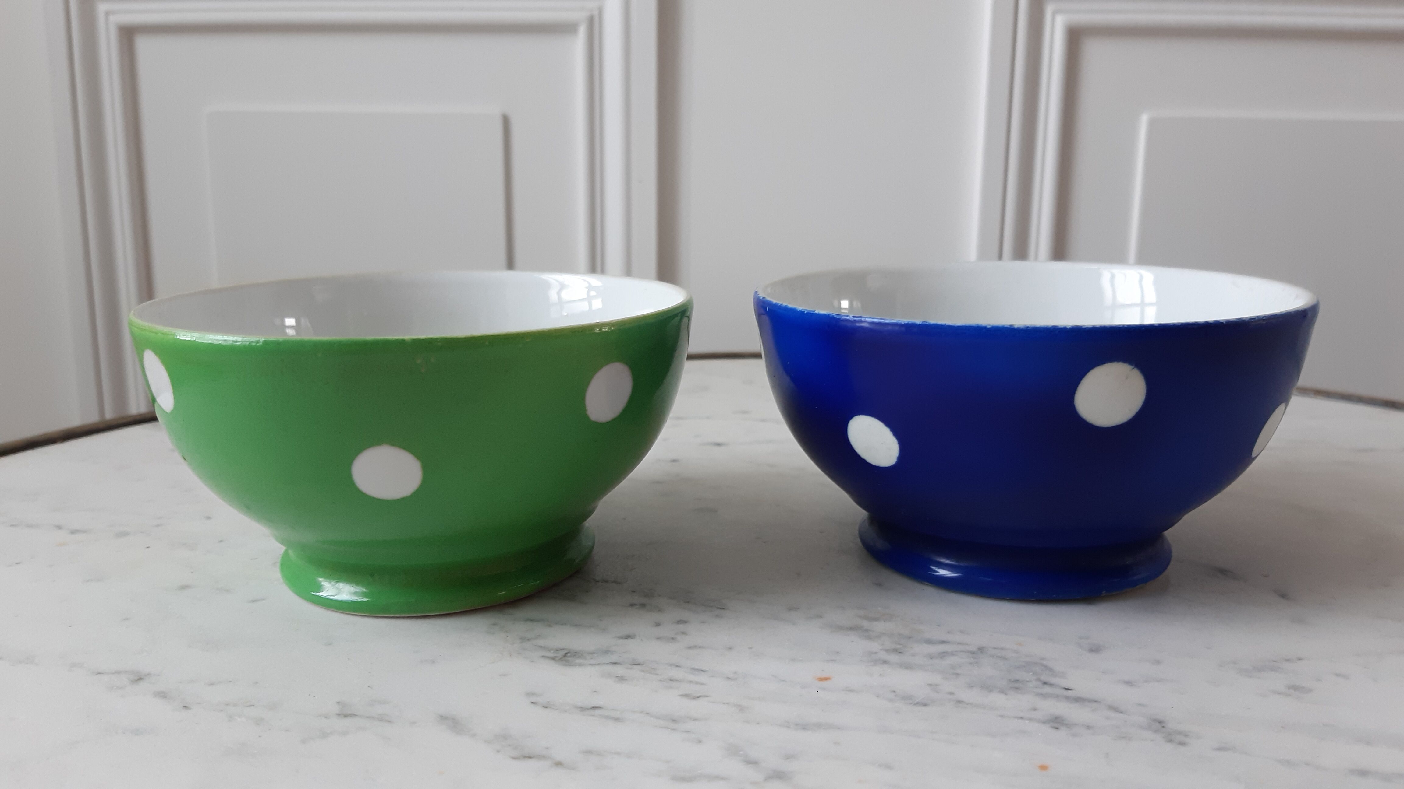 Duo of bowls with klein blue and pistachio green Longchamp 50s
