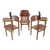 Ensemble de 6 chaises de salle à manger Børge Mogensen modèle 122 en chêne et teck des années 1960 pour Søborg Møbelfabric, Danemark
