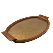 Mid-century wood and brass tray, Italy 1950s