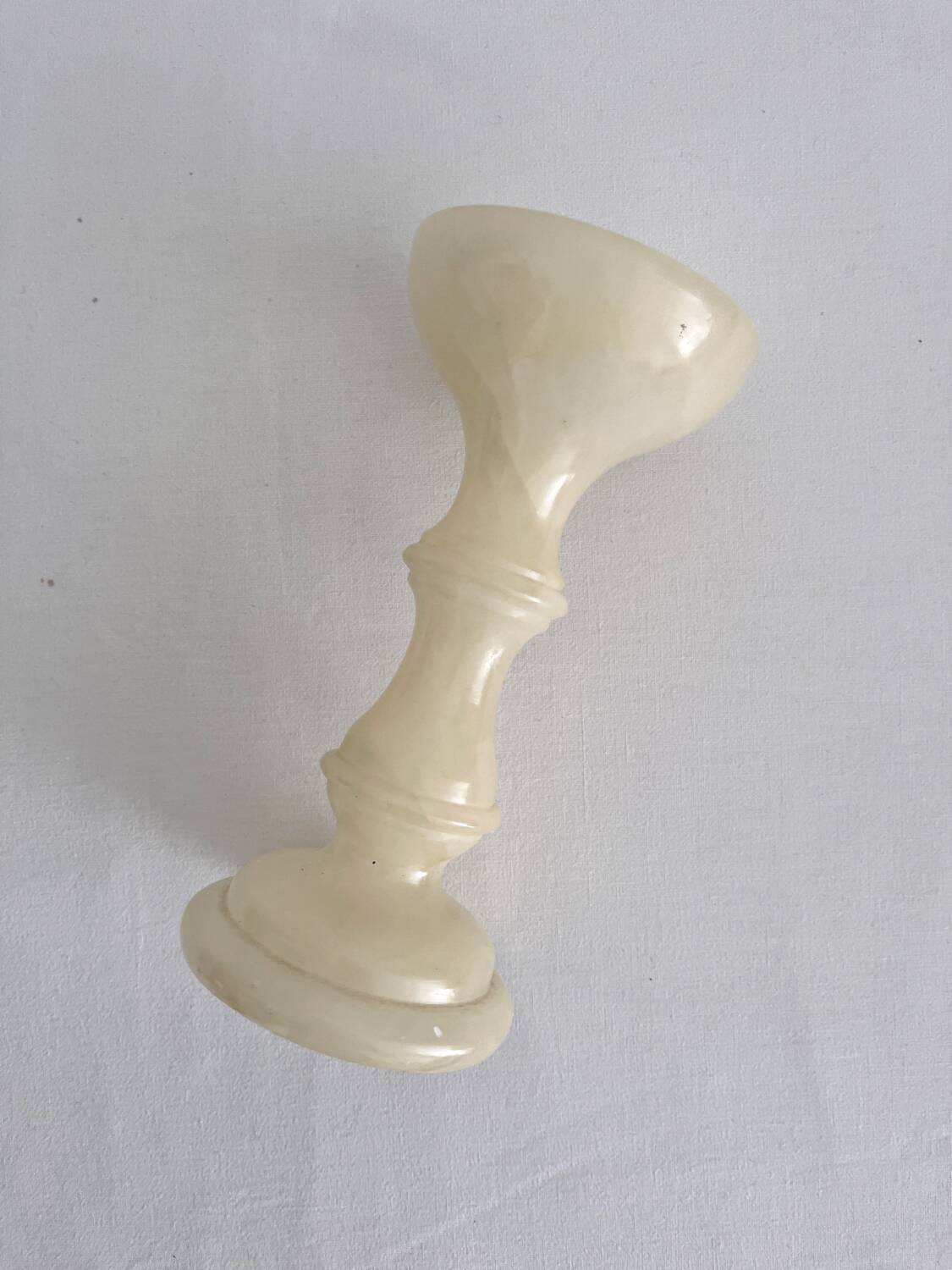 Vintage alabaster-style resin candlestick holder
