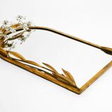 Metall wall mirror and matching shelf gold plated plated by Banci Firenze