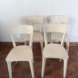Set of 4 white wooden bistro chairs