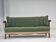 1950s, Danish 3-seater sofa, green/beige furniture wool fabric, oak wood.