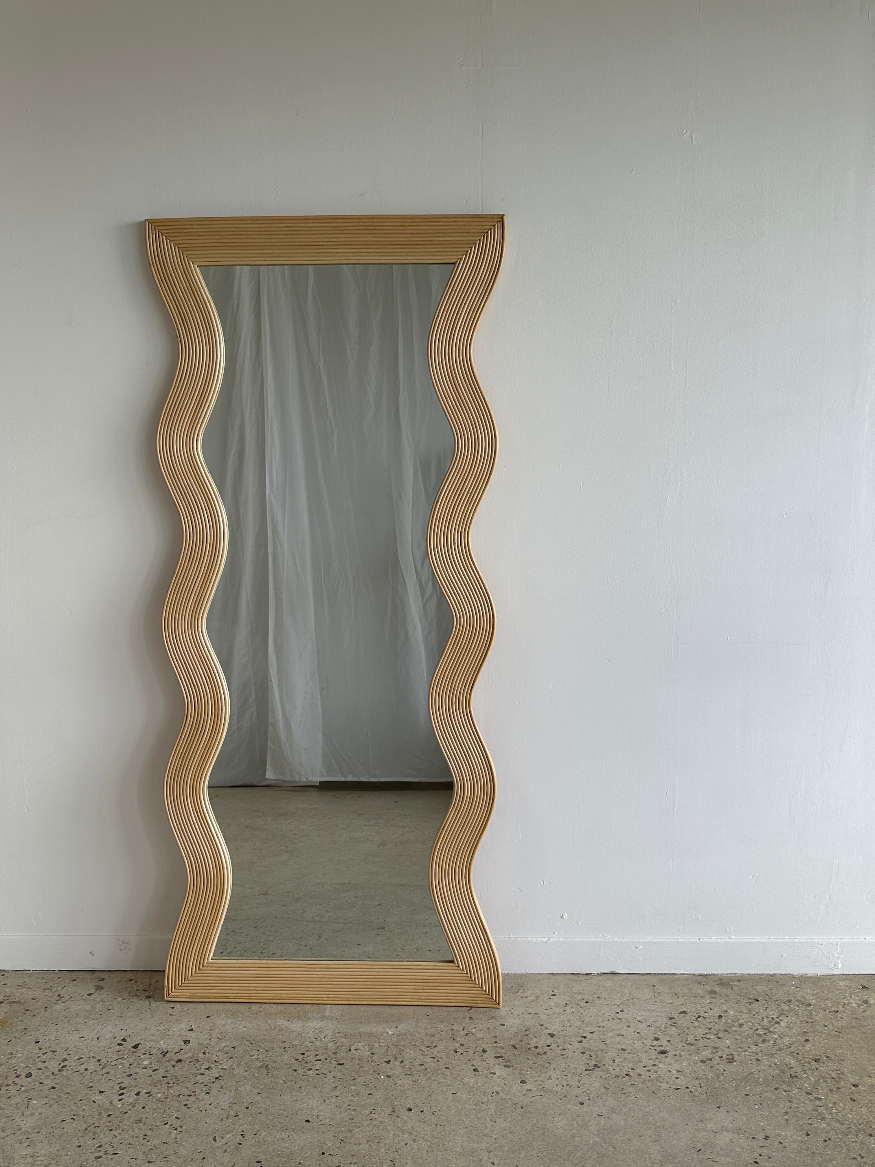 Zigzag rattan foot mirror H:182cm