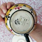 Hand-painted Breton earthenware cup and saucer from St Jean de Bretagne