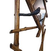 Art Deco, coat rack with bamboo mirror, diamond shape, around 1930.