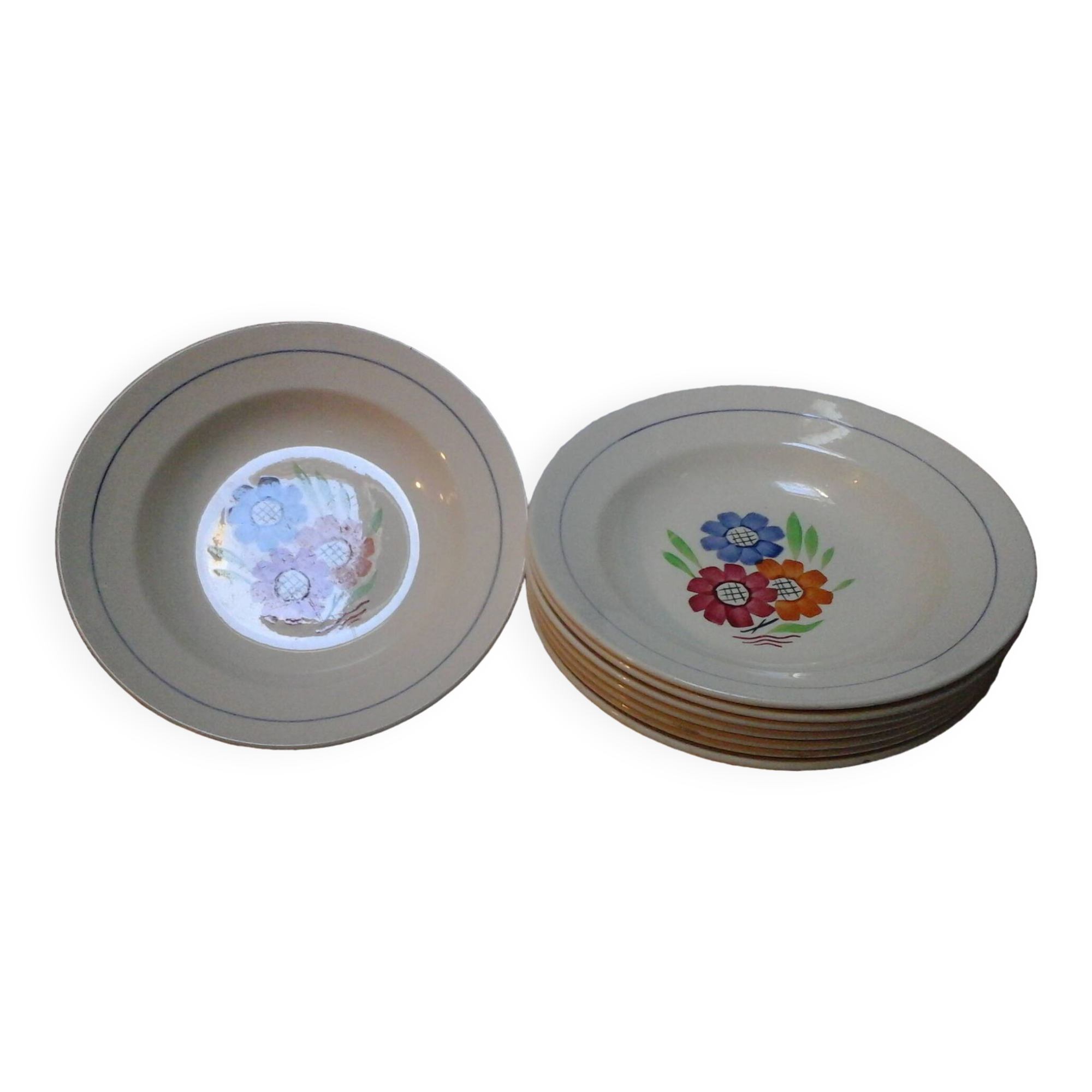 8 Agnès soup plates / KG Lunéville