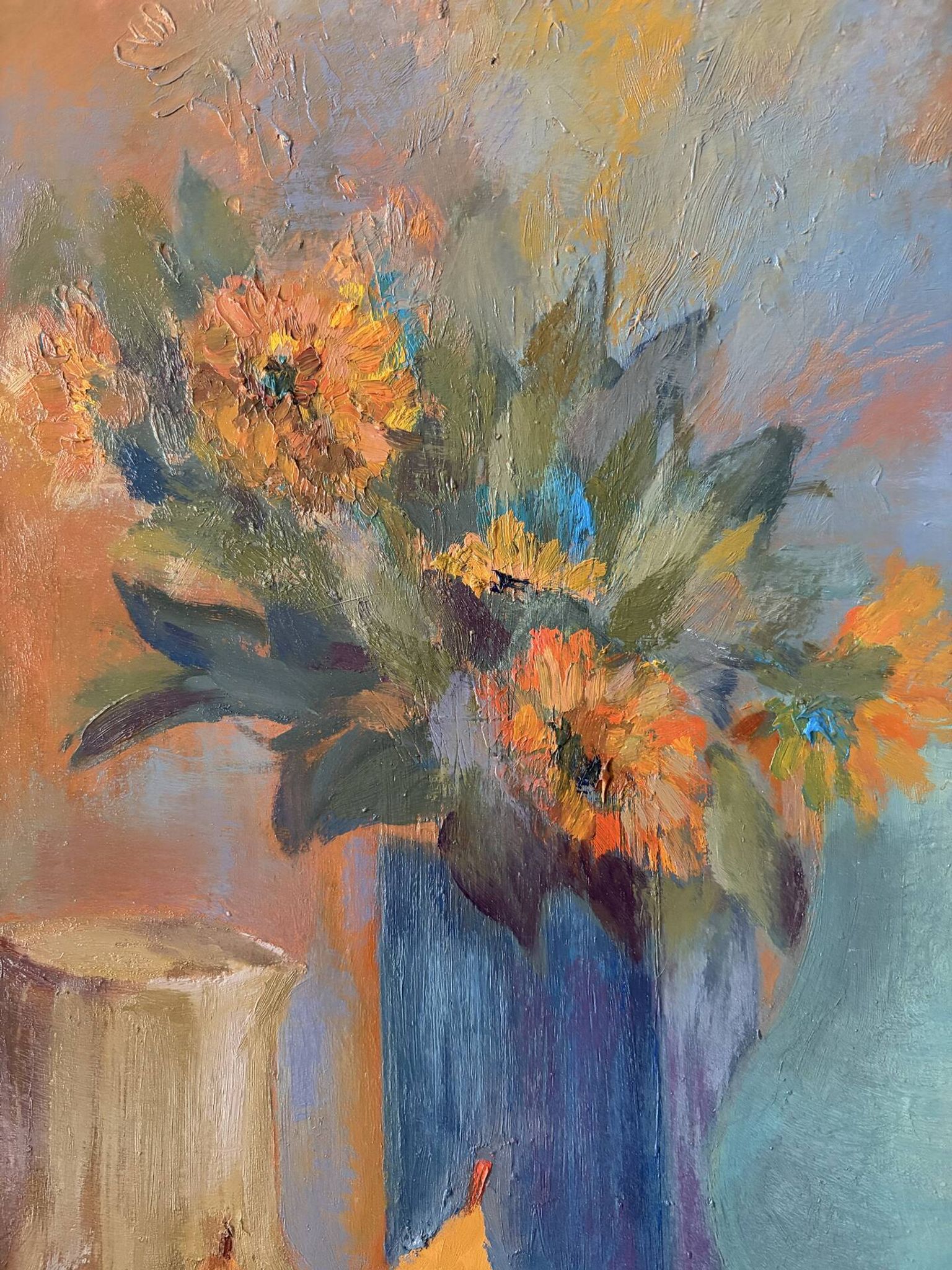 Still life with pears, oil on canvas signed Marina Gawlet.