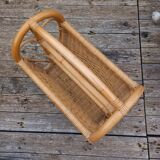 Vintage bamboo and rattan magazine rack -