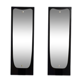 Pair of vintage ebonized wood wall mirrors, italy 1950