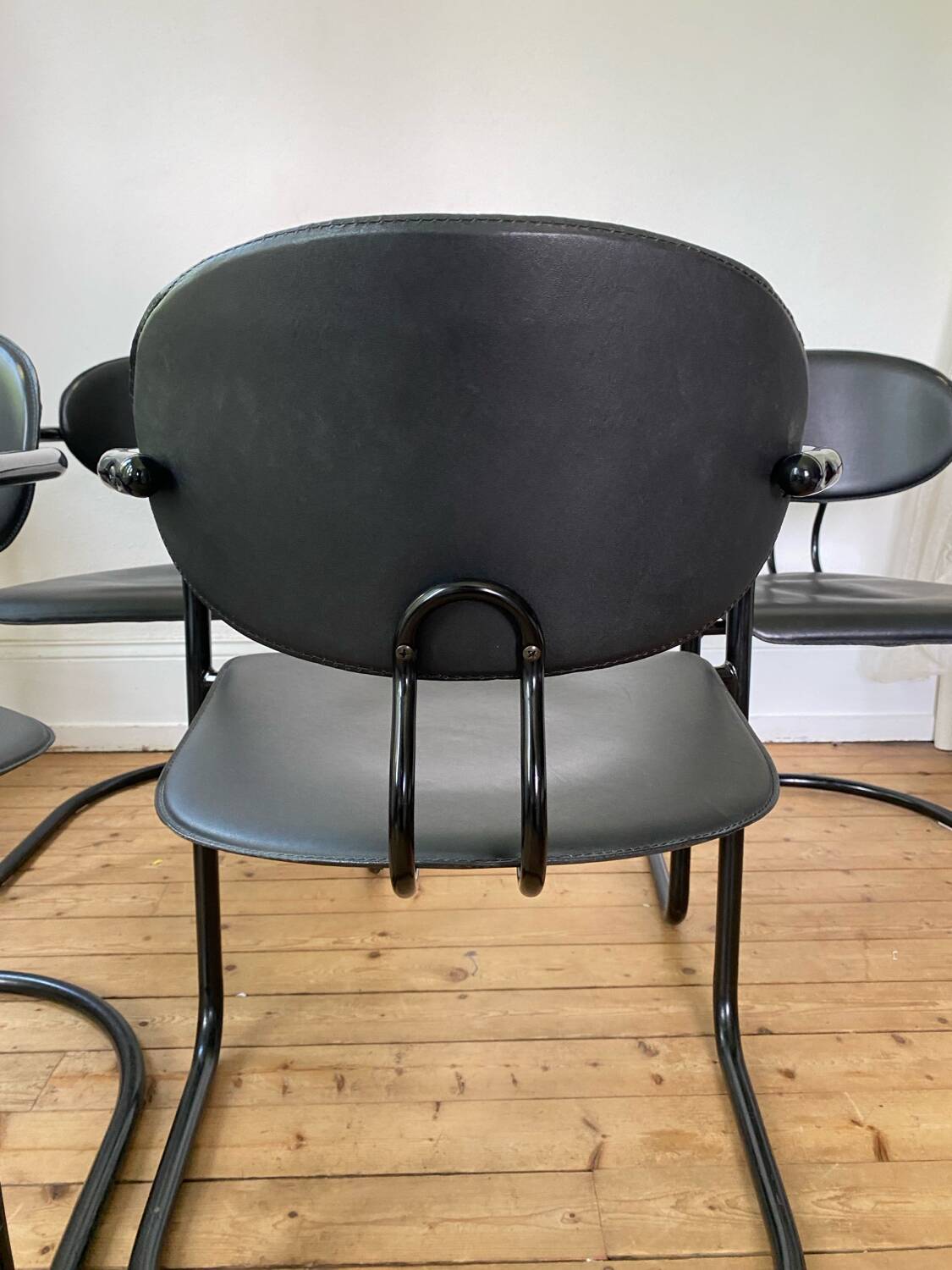 4 Effezeta chairs Italy tubular mid century vintage design 1980