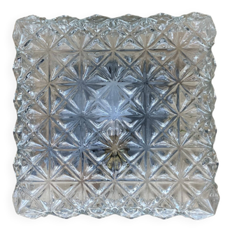 Square wall light ceiling lamp molded glass 1970 1980 seventies