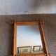 Antique cross mirror, turned wood, bamboo style