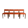 Ensemble de 4 chaises de salle à manger du milieu du siècle des années 1960 avec rembourrage en tissu orange