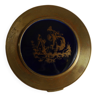 Brass and porcelain powder tray