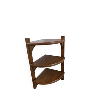 Étagère mural d’angle en bois 3 niveaux vintage