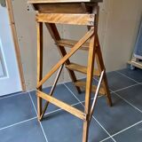 Ancien escabeau pliable peintre d’atelier à 4 marches en bois années 40