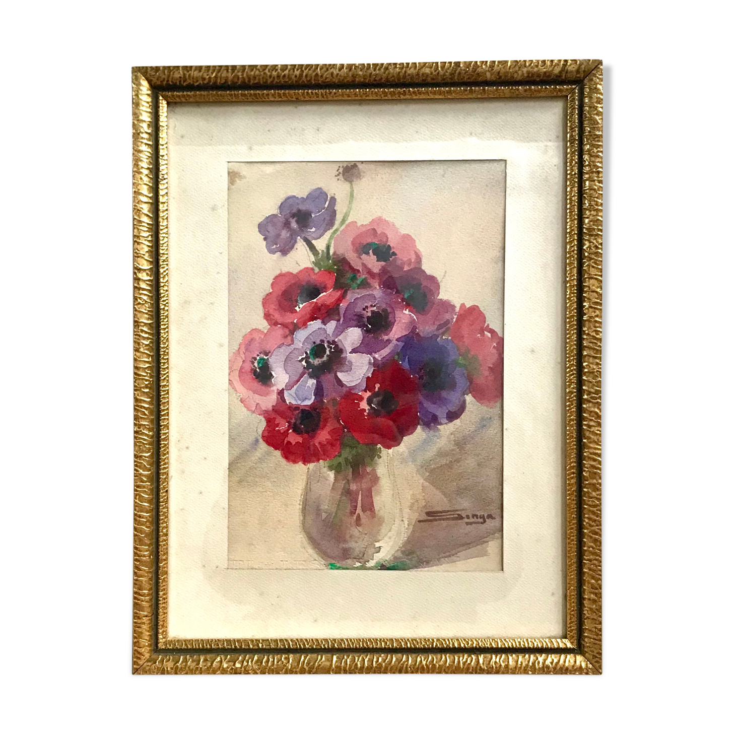 Watercolor bouquet of anemones