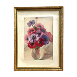 Watercolor bouquet of anemones