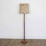 Scandinavian floor lamp in teak and leather 1960