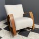 Large white boucle fabric rocking chair