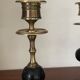 Ancienne paire de bougeoirs marbre noir et laiton XIXème