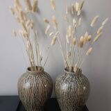 Pair of glazed and veined stoneware vases