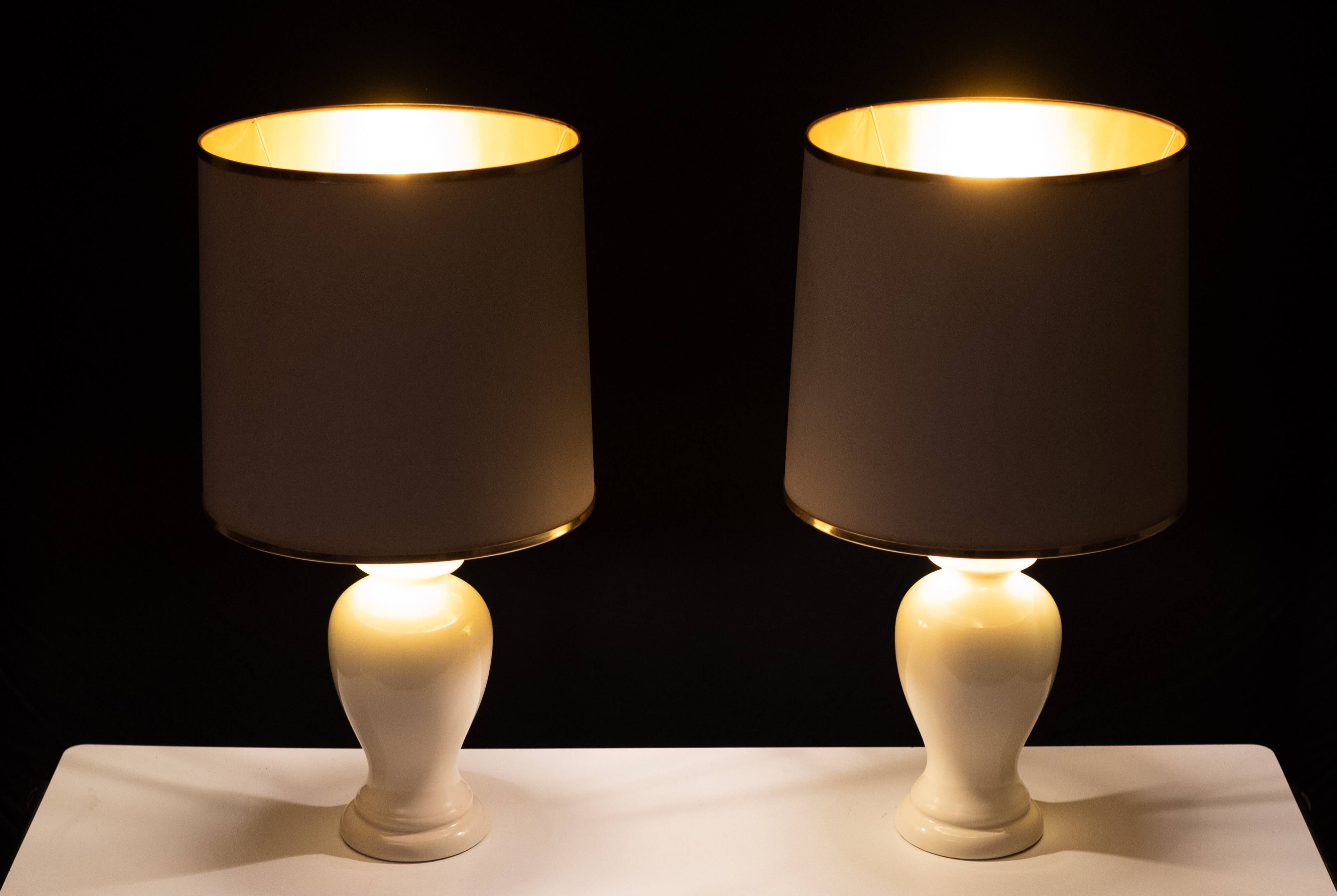 Herda set Ceramic table lamps matching Shade 1970s