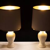 Herda set Ceramic table lamps matching Shade 1970s