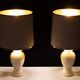 Ensemble Herda Lampes de table en céramique assorties à l'abat-jour des années 1970