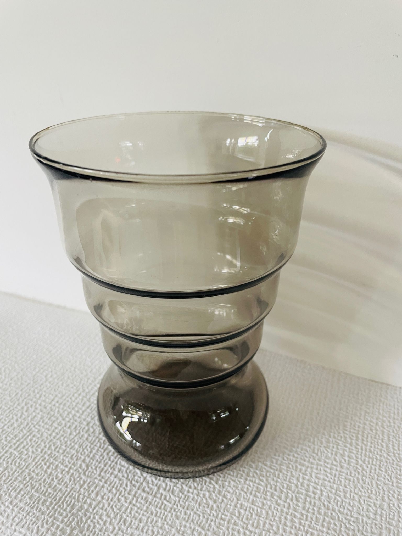 Vintage Leerdam Vase. Glass vase K.P.C. De Bazel. 1920's smoke glass vase Model S.