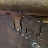 French leather and wooden carriage trunk 18th century