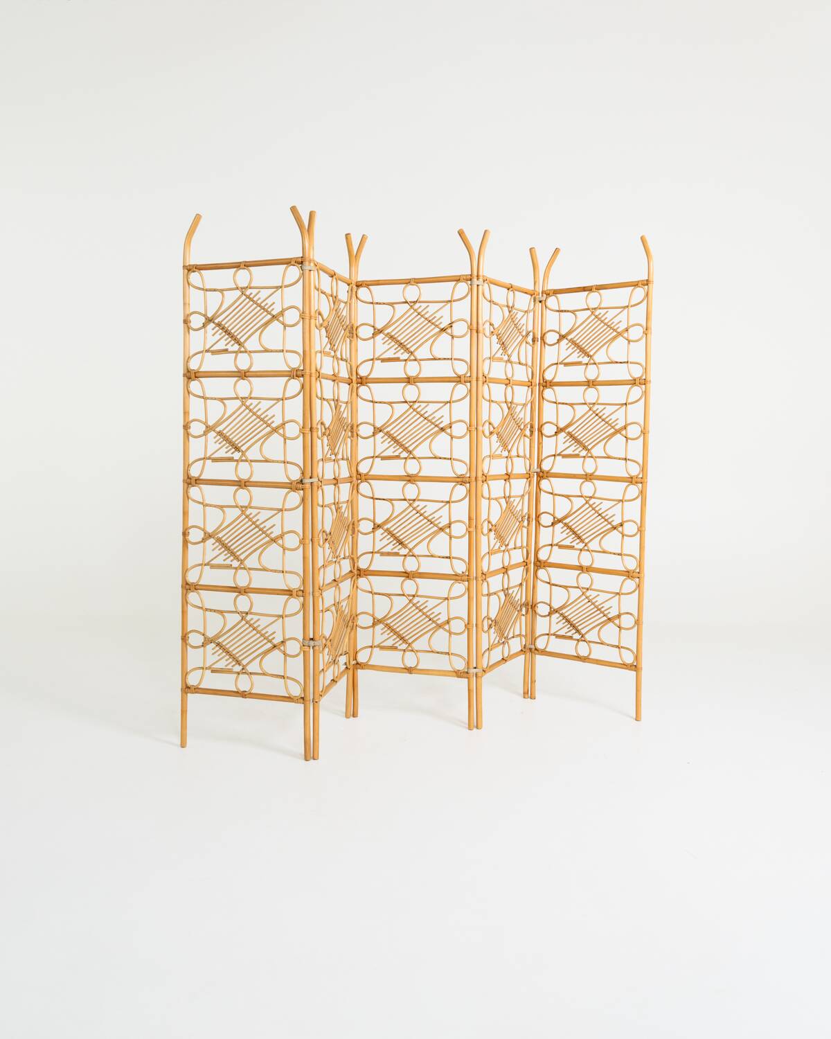 Five-panel rattan folding screen, Scandinavia, 1960s