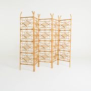 Five-panel rattan folding screen, Scandinavia, 1960s