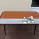 Tricoteuse scandinave pieds compas console vintage